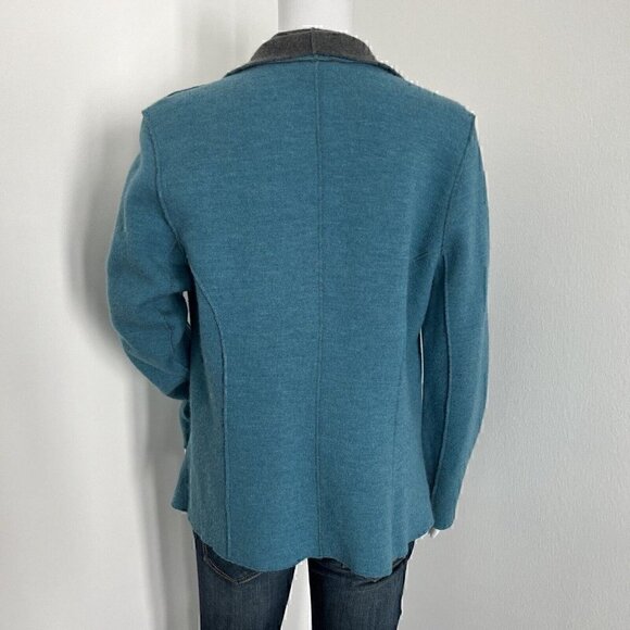 Eileen Fisher Women Merino Wool Blend Jacket Size Petite L PL Blue Gray Pockets - Picture 12 of 12